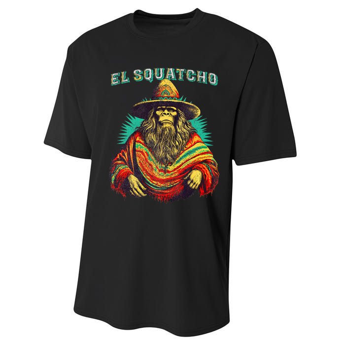 El Squatcho Poncho – Western Bigfoot Funny Sasquatch Performance Sprint T-Shirt