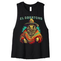 El Squatcho Poncho – Western Bigfoot Funny Sasquatch Women's Racerback Cropped Tank