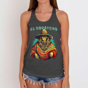 El Squatcho Poncho – Western Bigfoot Funny Sasquatch Women's Knotted Racerback Tank