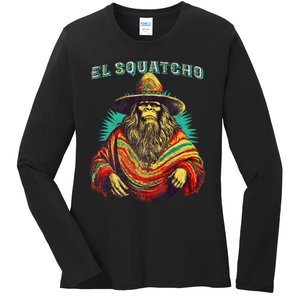 El Squatcho Poncho – Western Bigfoot Funny Sasquatch Ladies Long Sleeve Shirt