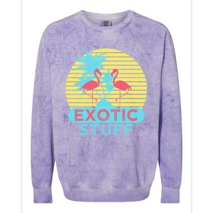 Exotic Stuff Pink Flamingo Summer Vacation Vibes Vacay Mode Funny Gift Colorblast Crewneck Sweatshirt