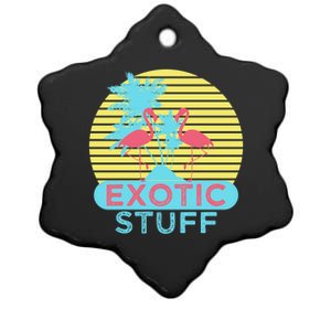 Exotic Stuff Pink Flamingo Summer Vacation Vibes Vacay Mode Funny Gift Ceramic Star Ornament