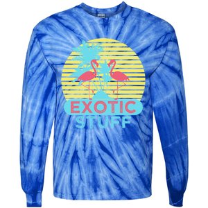 Exotic Stuff Pink Flamingo Summer Vacation Vibes Vacay Mode Funny Gift Tie-Dye Long Sleeve Shirt