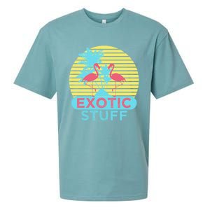 Exotic Stuff Pink Flamingo Summer Vacation Vibes Vacay Mode Funny Gift Sueded Cloud Jersey T-Shirt