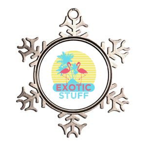 Exotic Stuff Pink Flamingo Summer Vacation Vibes Vacay Mode Funny Gift Metallic Star Ornament