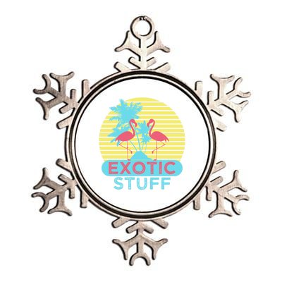 Exotic Stuff Pink Flamingo Summer Vacation Vibes Vacay Mode Funny Gift Metallic Star Ornament