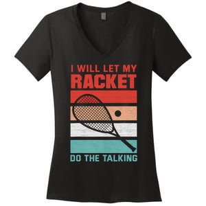 Evolution Squash Player Racket Backhand Racquets Forehand Women's V-Neck T-Shirt