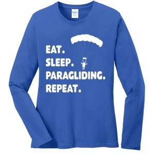 Eat Sleep Paragliding Repeat Vacation Flying Travel Love Gift Ladies Long Sleeve Shirt