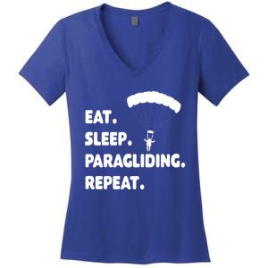 Eat Sleep Paragliding Repeat Vacation Flying Travel Love Gift Women's V-Neck T-Shirt