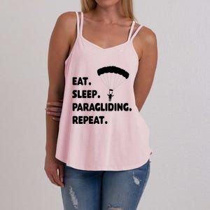 Eat Sleep Paragliding Repeat Vacation Flying Travel Love Gift Women's Strappy Tank