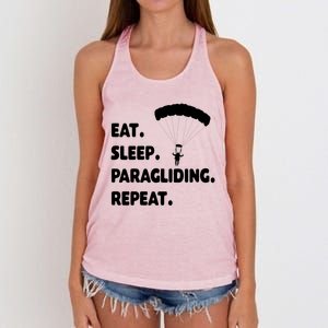 Eat Sleep Paragliding Repeat Vacation Flying Travel Love Gift Women's Knotted Racerback Tank