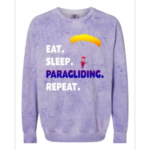 Eat Sleep Paragliding Repeat Vacation Flying Travel Love Gift Colorblast Crewneck Sweatshirt