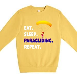 Eat Sleep Paragliding Repeat Vacation Flying Travel Love Gift Premium Crewneck Sweatshirt