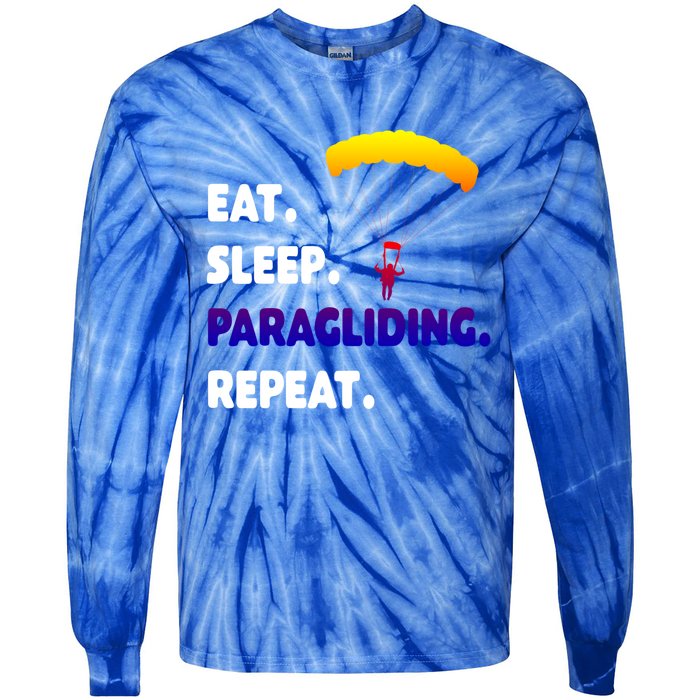 Eat Sleep Paragliding Repeat Vacation Flying Travel Love Gift Tie-Dye Long Sleeve Shirt