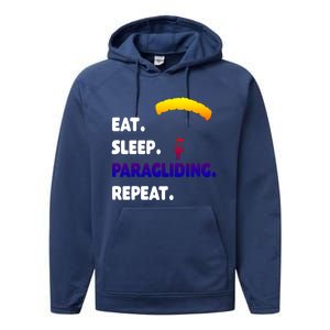 Eat Sleep Paragliding Repeat Vacation Flying Travel Love Gift Performance Fleece Hoodie