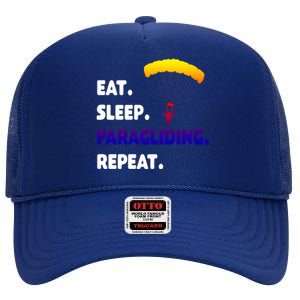 Eat Sleep Paragliding Repeat Vacation Flying Travel Love Gift High Crown Mesh Back Trucker Hat