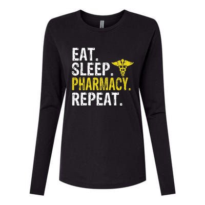 Eat Sleep Pharmacy Repeat Pharmacist Gift Womens Cotton Relaxed Long Sleeve T-Shirt