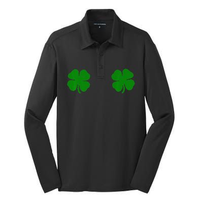 EverThreads Saint Patrick's Day FourLeaf Clover Silk Touch Performance Long Sleeve Polo