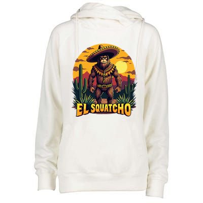 El Squatcho Poncho Funny Mexican Bigfoot Sasquatch Guardian Womens Funnel Neck Pullover Hood
