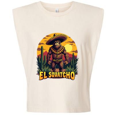 El Squatcho Poncho Funny Mexican Bigfoot Sasquatch Guardian Garment-Dyed Women's Muscle Tee