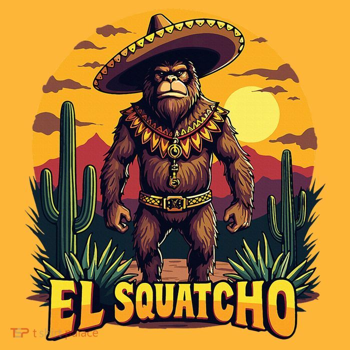 El Squatcho Poncho Funny Mexican Bigfoot Sasquatch Guardian Sustainable Knit Beanie