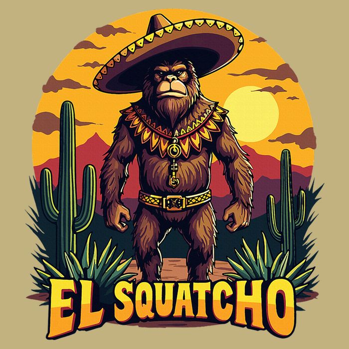 El Squatcho Poncho Funny Mexican Bigfoot Sasquatch Guardian Button