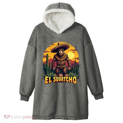El Squatcho Poncho Funny Mexican Bigfoot Sasquatch Guardian Hooded Wearable Blanket
