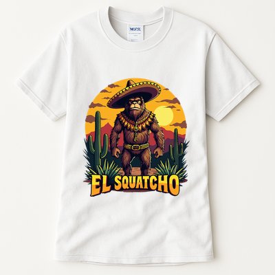 El Squatcho Poncho Funny Mexican Bigfoot Sasquatch Guardian Tall T-Shirt