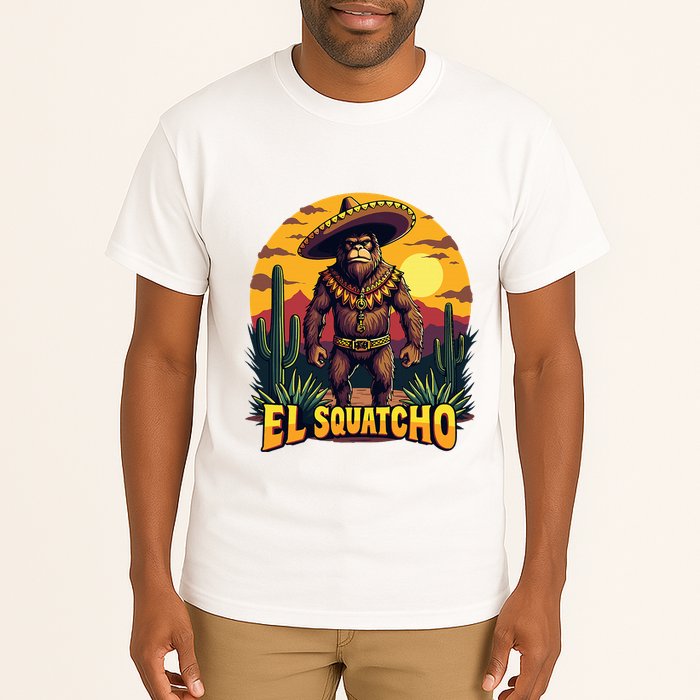 El Squatcho Poncho Funny Mexican Bigfoot Sasquatch Guardian Tall T-Shirt