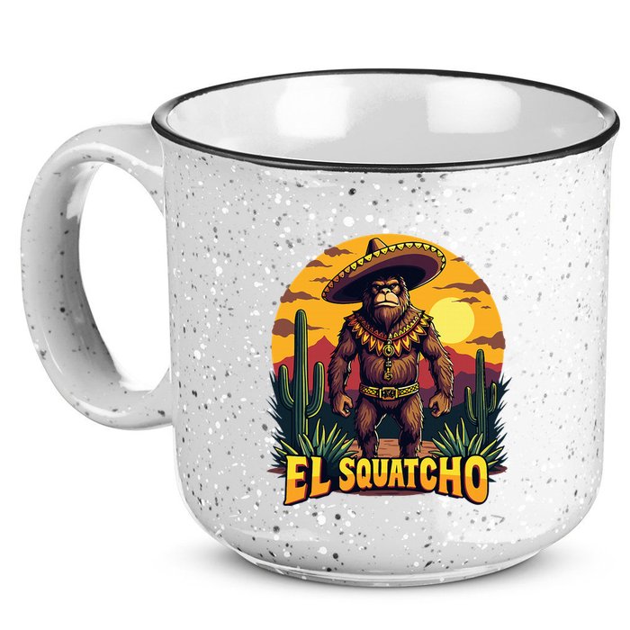 El Squatcho Poncho Funny Mexican Bigfoot Sasquatch Guardian 15oz Campfire Ceramic Mug