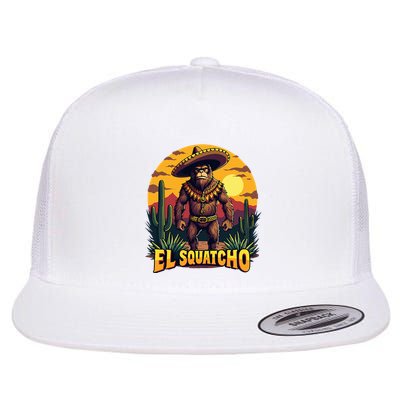 El Squatcho Poncho Funny Mexican Bigfoot Sasquatch Guardian Flat Bill Trucker Hat