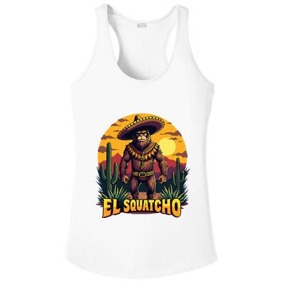 El Squatcho Poncho Funny Mexican Bigfoot Sasquatch Guardian Ladies PosiCharge Competitor Racerback Tank