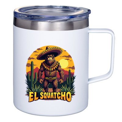 El Squatcho Poncho Funny Mexican Bigfoot Sasquatch Guardian 12oz Stainless Steel Coffee Mug