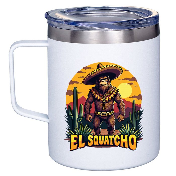 El Squatcho Poncho Funny Mexican Bigfoot Sasquatch Guardian 12oz Stainless Steel Coffee Mug