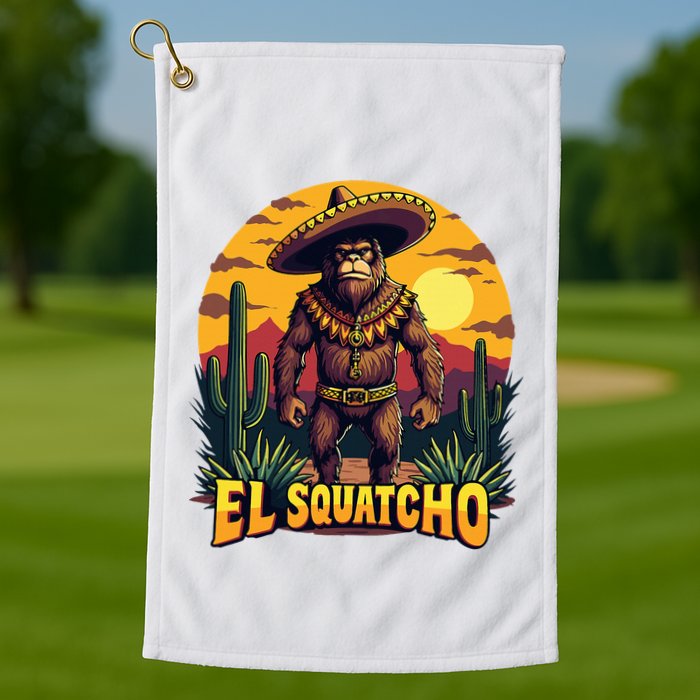 El Squatcho Poncho Funny Mexican Bigfoot Sasquatch Guardian Golf Towel
