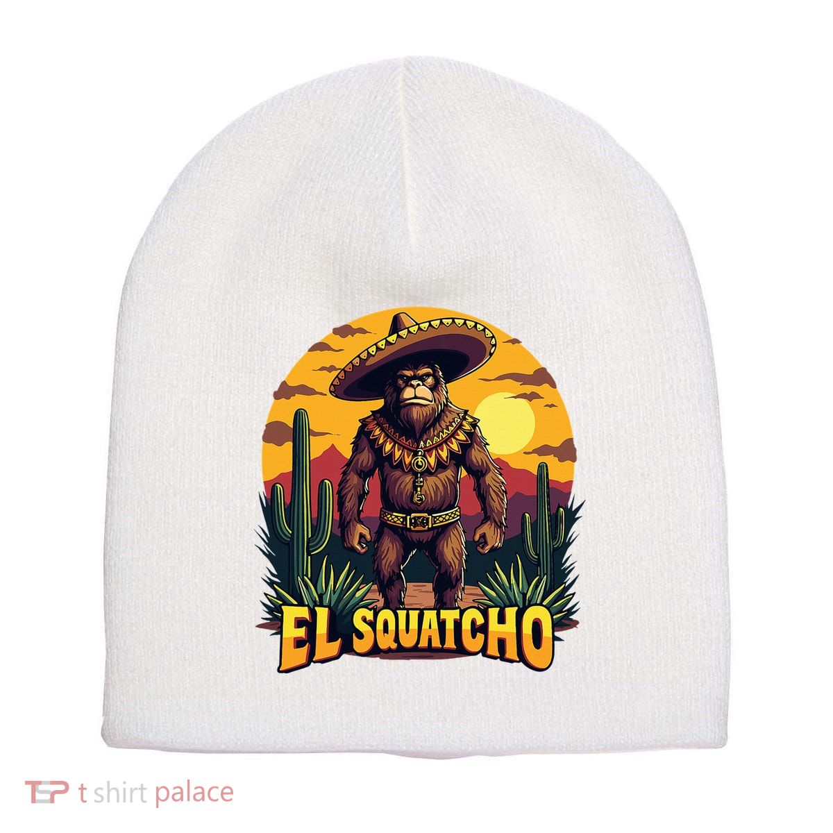El Squatcho Poncho Funny Mexican Bigfoot Sasquatch Guardian Short Acrylic Beanie