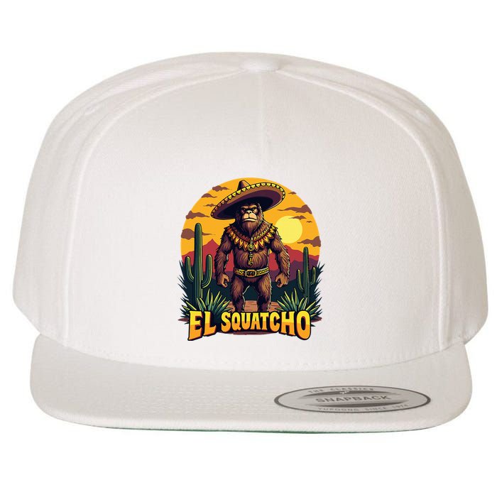 El Squatcho Poncho Funny Mexican Bigfoot Sasquatch Guardian Wool Snapback Cap