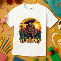 El Squatcho Poncho Funny Mexican Bigfoot Sasquatch Guardian Kids T-Shirt
