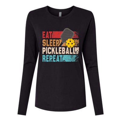 Eat Sleep Pickleball Repeat Player Funny Womens Cotton Relaxed Long Sleeve T-Shirt