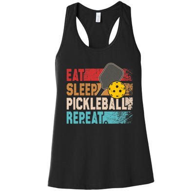 Eat Sleep Pickleball Repeat Player Funny Women's Racerback Tank