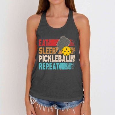 Eat Sleep Pickleball Repeat Player Funny Women's Knotted Racerback Tank