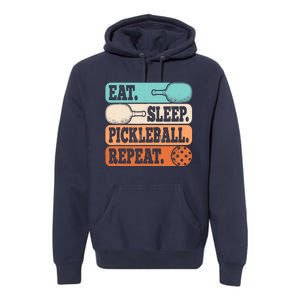 Eat Sleep Pickleball Repeat Funny Pickleball Lover Retro Premium Hoodie