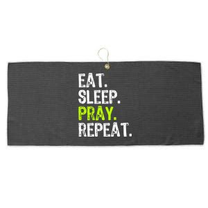 Eat Sleep Pray Repeat Prayer Funny Christian Religion Gift Large Microfiber Waffle Golf Towel