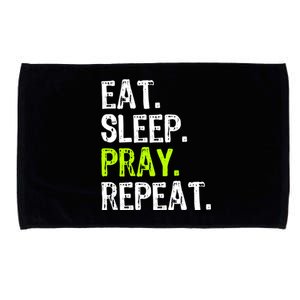 Eat Sleep Pray Repeat Prayer Funny Christian Religion Gift Microfiber Hand Towel