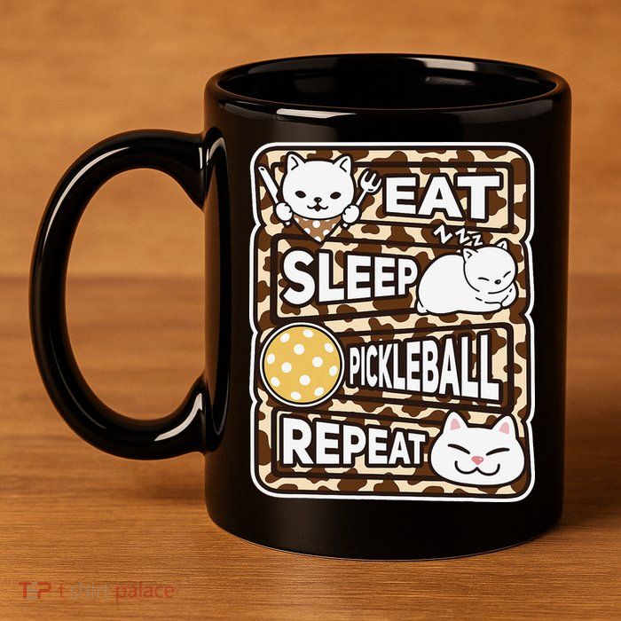 Eat Sleep Pickleball Repeat Girl Pickleball Lover Outfit 11oz C Handle Ceramic Mug