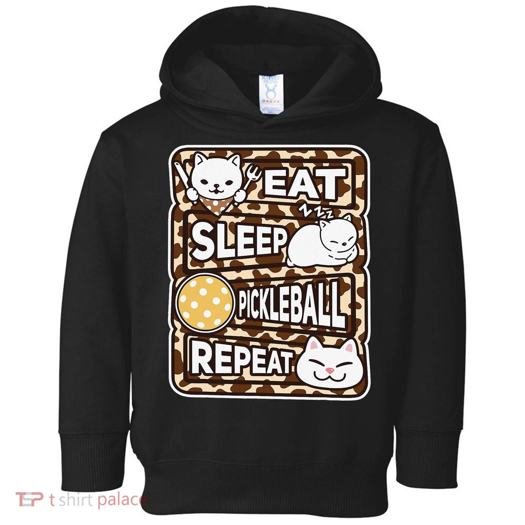 Eat Sleep Pickleball Repeat Girl Pickleball Lover Outfit Toddler Hoodie