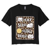 Eat Sleep Pickleball Repeat Girl Pickleball Lover Outfit Women's Crop Top Tee