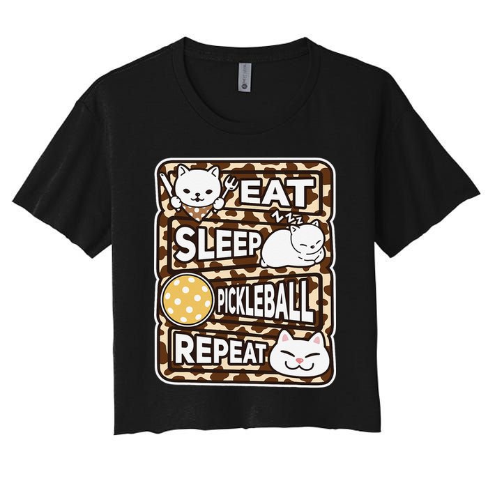 Eat Sleep Pickleball Repeat Girl Pickleball Lover Outfit Women's Crop Top Tee