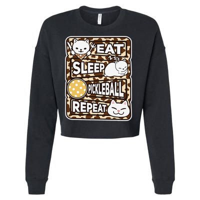 Eat Sleep Pickleball Repeat Girl Pickleball Lover Outfit Cropped Pullover Crew