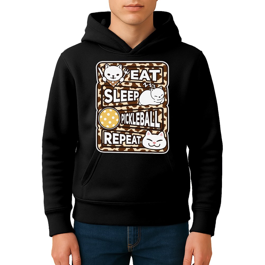 Eat Sleep Pickleball Repeat Girl Pickleball Lover Outfit Kids Hoodie